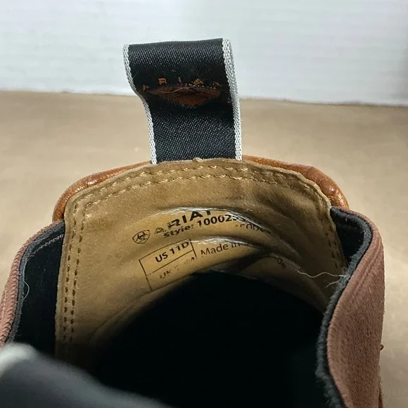 Ariat Men's Leather Work Chelsea Boots Brown Pull-On Slip-On US 11D Rugged Sole - Picture 12 of 12